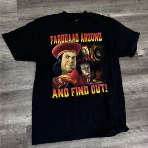 Dreamworks Black Short Sleeve Graphic Tee with Red and Yellow Print